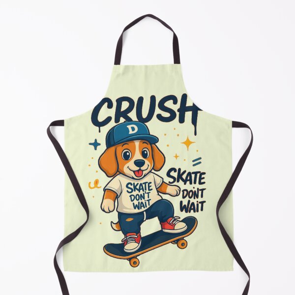Item preview, Cute Skate Dog T-Shirt – Fun Cartoon “Skate Don’t Wait” Streetwear designed and sold by KDesignCrafts.