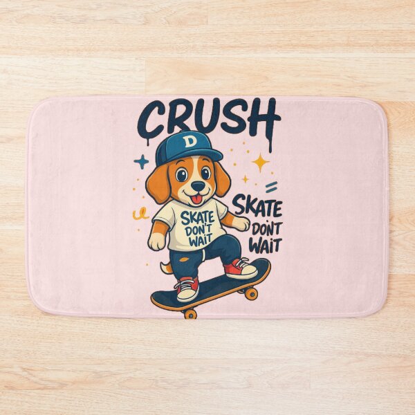 Item preview, Cute Skate Dog T-Shirt – Fun Cartoon “Skate Don’t Wait” Streetwear designed and sold by KDesignCrafts.