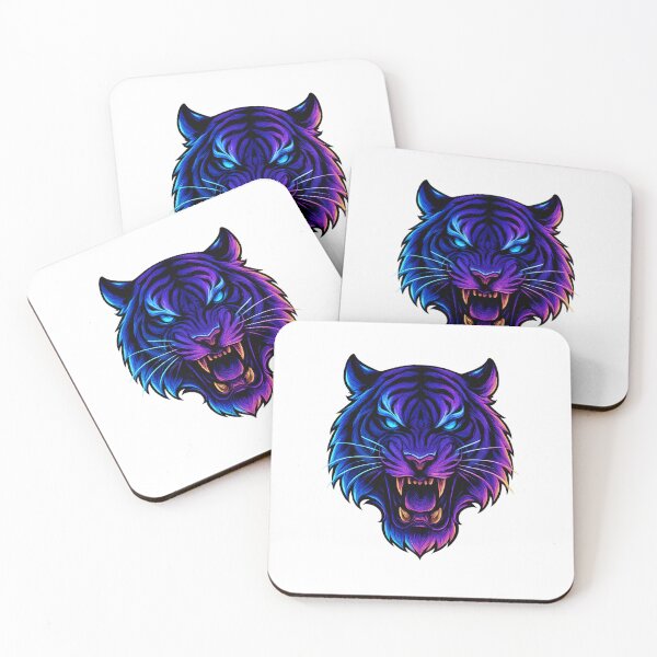 Item preview, Neon Tiger Head – Cyber Glowing Wild Cat Art | Fierce RGB Animal Illustration designed and sold by GoldenDreamGallery.