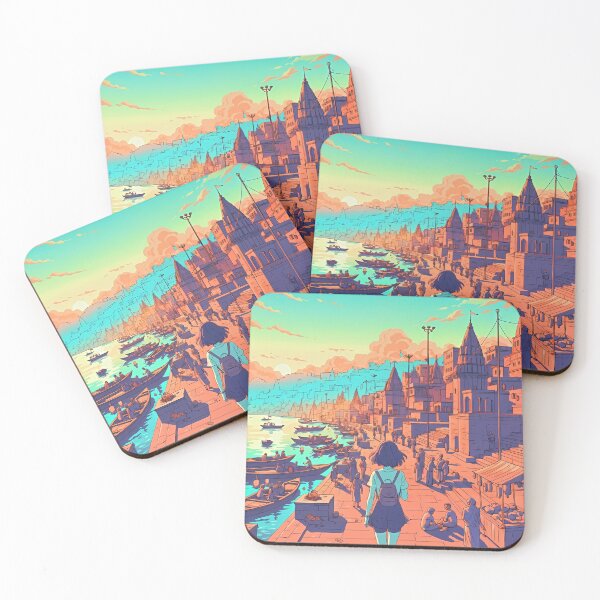 Item preview, Pastel Reverie at the Ghats – A Girl Facing the Sacred River designed and sold by JacksoonLester.