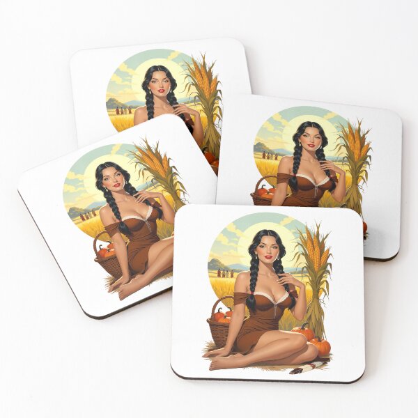 Item preview, Thanksgiving Harvest Beauty – Vintage Autumn Pinup Illustration designed and sold by Lightning-Lace.