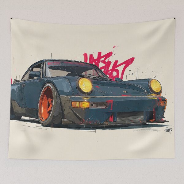 Item preview, Graffiti sports car three-quarter view designed and sold by PixelPack Design.