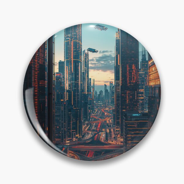 Item preview, Skyways at Dusk – Futuristic City Arteries designed and sold by SoftgroveStudio.