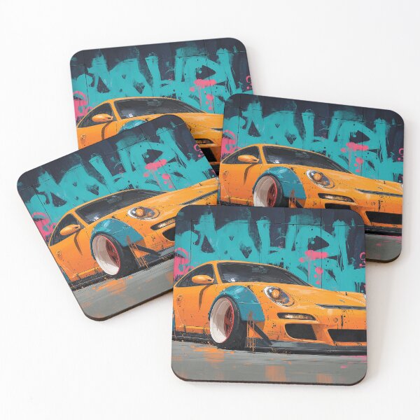 Item preview, Graffiti sports car three-quarter view designed and sold by PixelPack Design.