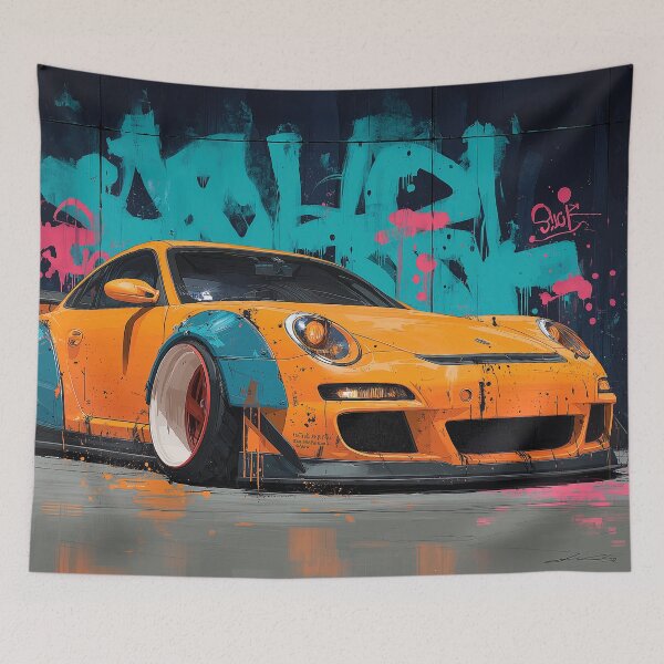 Item preview, Graffiti sports car three-quarter view designed and sold by PixelPack Design.