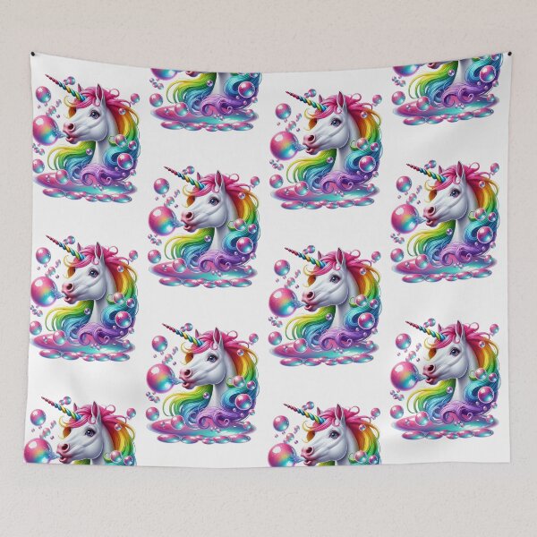 Item preview, Beautiful unicorn blowing rainbow bubbles designed and sold by LoneAngel.