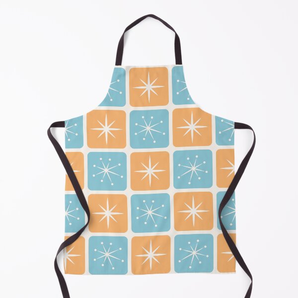 Item preview, Mid Century Atomic Stars Checks Sunny Orange Vintage Blue designed and sold by Pinkdeer Designs.