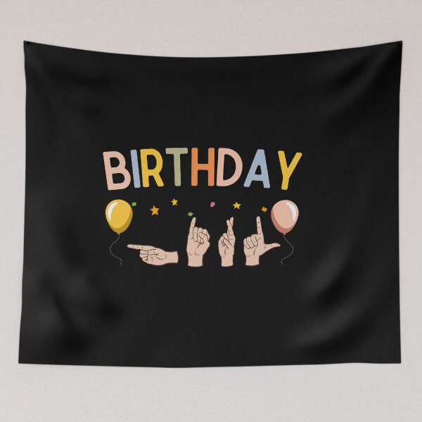 Item preview, Colorful Birthday ASL Hands Pastel Celebration Illustration designed and sold by MotivaChic.