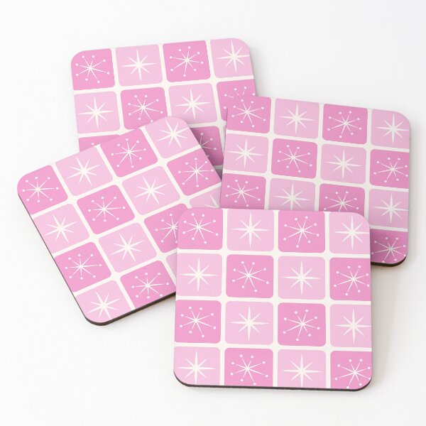 Item preview, Mid Century Atomic Stars Checks Palm Springs Pink designed and sold by Pinkdeer Designs.
