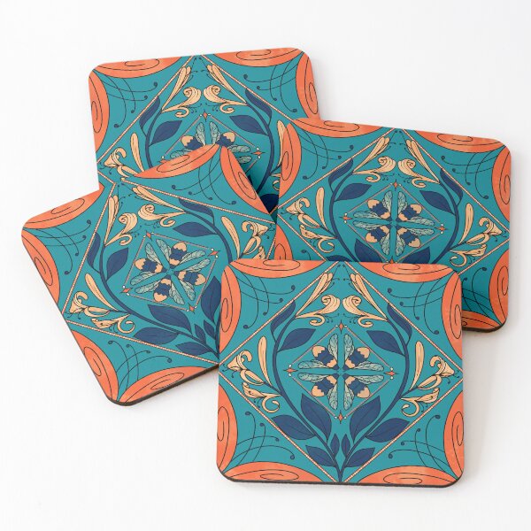 Item preview, Retro Nouveau Bees and Honeysuckle designed and sold by birchandbirdbk.