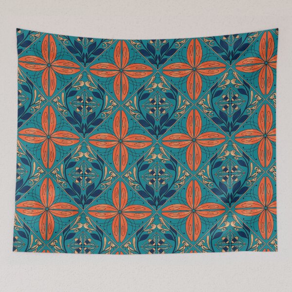 Item preview, Retro Nouveau Bees and Honeysuckle designed and sold by birchandbirdbk.