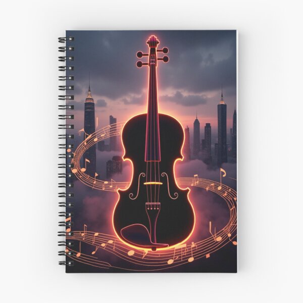 Item preview, Neon Symphony: Afrofuturist Violin Over Cityscape designed and sold by Pulse Of Africa.