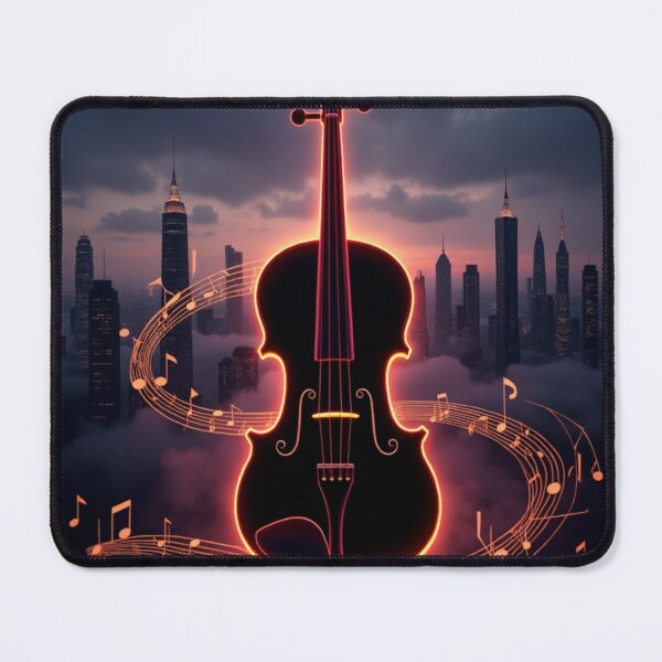 Item preview, Neon Symphony: Afrofuturist Violin Over Cityscape designed and sold by Pulse Of Africa.