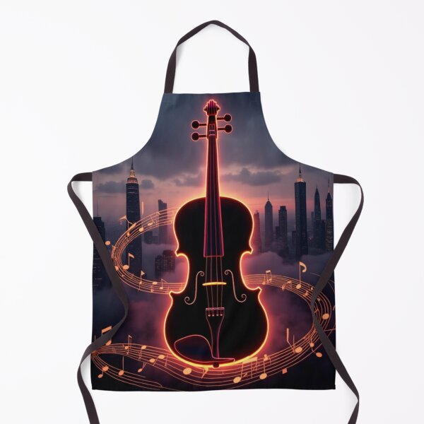 Item preview, Neon Symphony: Afrofuturist Violin Over Cityscape designed and sold by Pulse Of Africa.