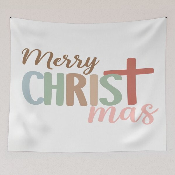 Item preview, Merry CHRISTmas Typography – Pastel Christian Holiday Design with Cross and Festive Lettering designed and sold by Bright Nest Studio.