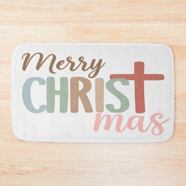 Item preview, Merry CHRISTmas Typography – Pastel Christian Holiday Design with Cross and Festive Lettering designed and sold by Bright Nest Studio.