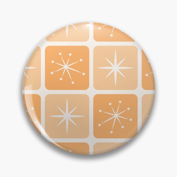 Item preview, Mid Century Atomic Stars Checks Sunny Orange designed and sold by Pinkdeer Designs.