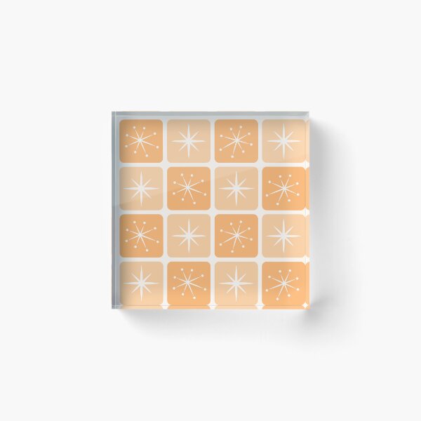 Item preview, Mid Century Atomic Stars Checks Sunny Orange designed and sold by Pinkdeer Designs.