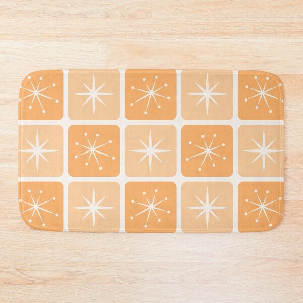 Item preview, Mid Century Atomic Stars Checks Sunny Orange designed and sold by Pinkdeer Designs.