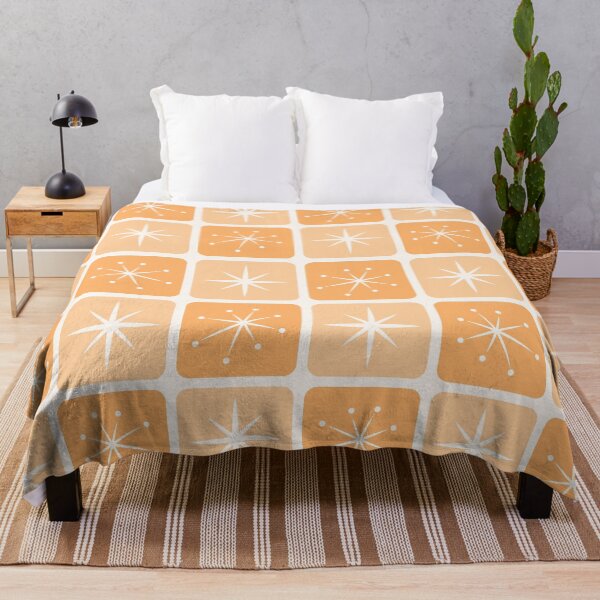 Item preview, Mid Century Atomic Stars Checks Sunny Orange designed and sold by Pinkdeer Designs.