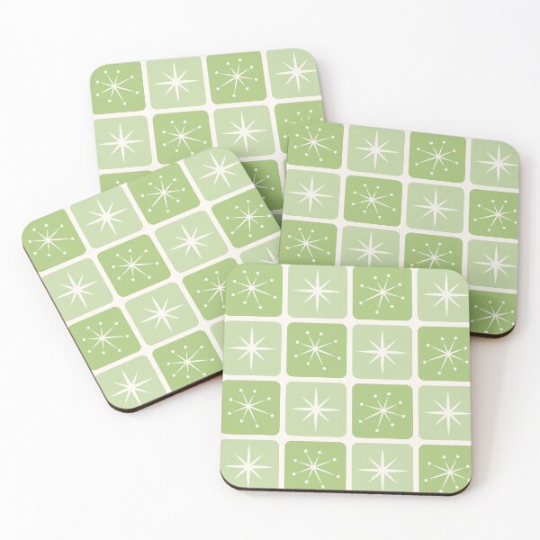 Item preview, Mid Century Atomic Stars Checks Lime Green designed and sold by Pinkdeer Designs.