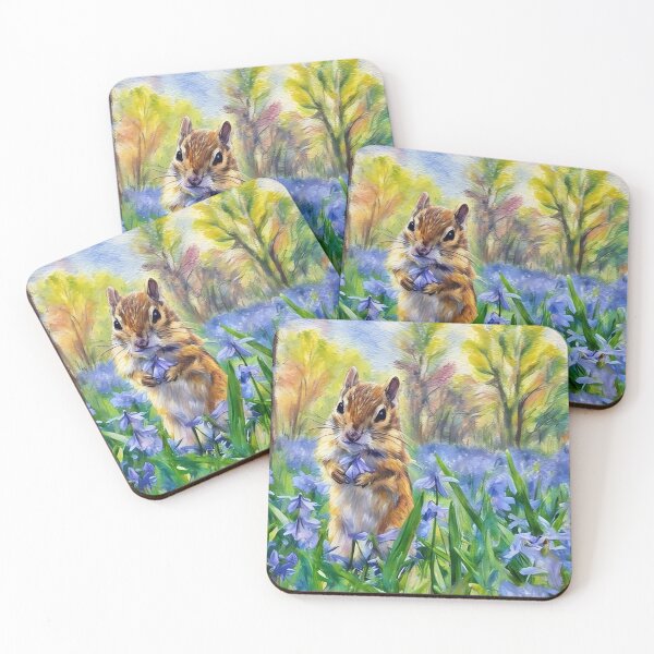 Item preview, Chipmunk and Blue Flowers designed and sold by tomorrowsart.