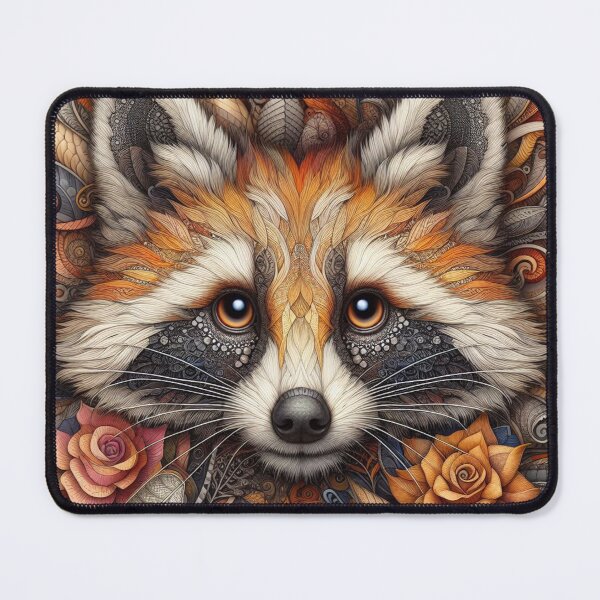 Item preview, Raccoon Face with Floral Patterns designed and sold by purplesensation.