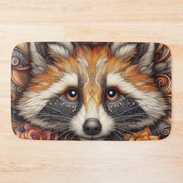 Item preview, Raccoon Face with Floral Patterns designed and sold by purplesensation.