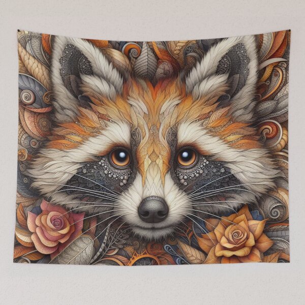 Item preview, Raccoon Face with Floral Patterns designed and sold by purplesensation.