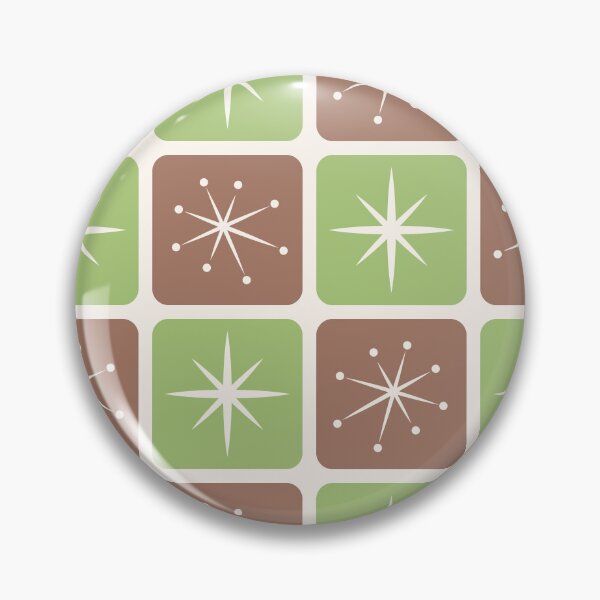 Item preview, Mid Century Atomic Stars Checks Lime Green Brown designed and sold by Pinkdeer Designs.