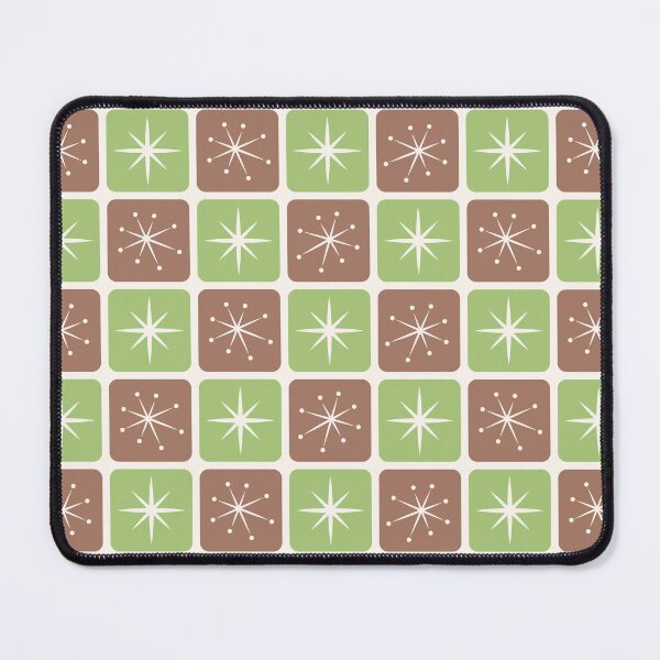 Item preview, Mid Century Atomic Stars Checks Lime Green Brown designed and sold by Pinkdeer Designs.