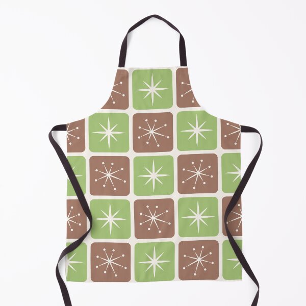 Item preview, Mid Century Atomic Stars Checks Lime Green Brown designed and sold by Pinkdeer Designs.