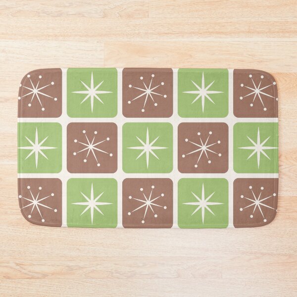 Item preview, Mid Century Atomic Stars Checks Lime Green Brown designed and sold by Pinkdeer Designs.