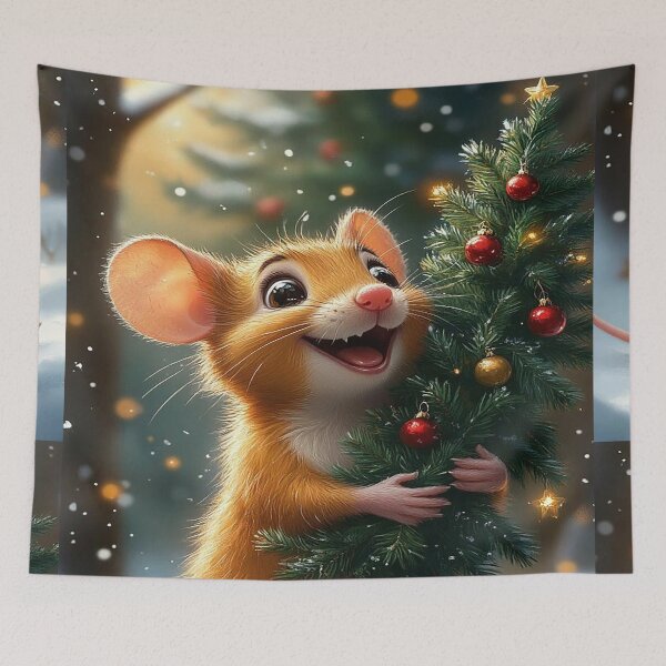 Item preview, Cute Christmas Mouse with Mini Christmas Tree designed and sold by AmetistLight.