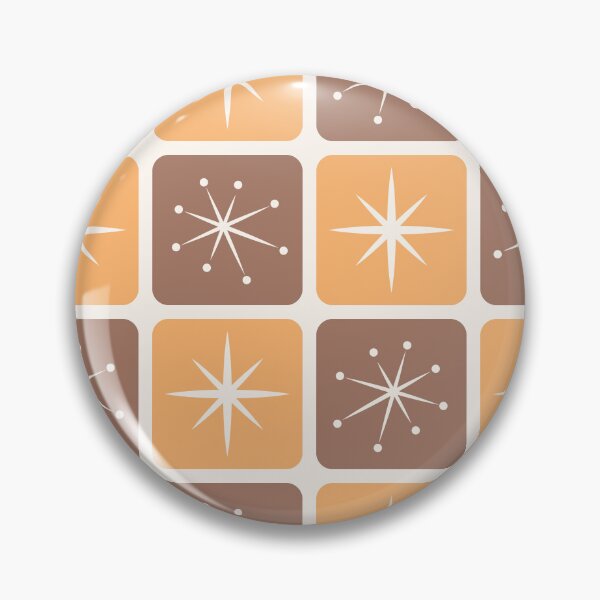 Item preview, Mid Century Atomic Stars Checks Orange Brown designed and sold by Pinkdeer Designs.