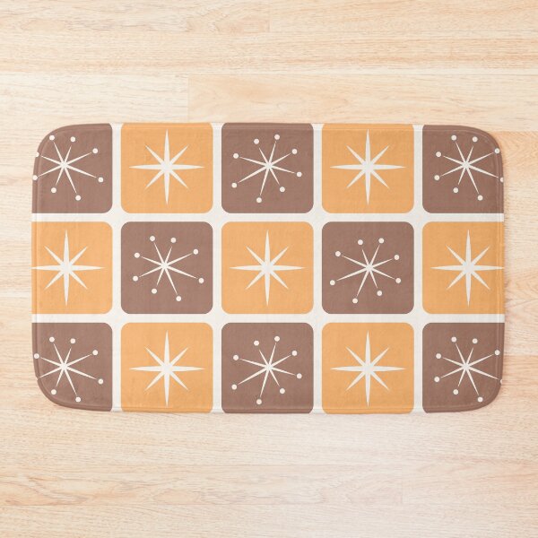 Item preview, Mid Century Atomic Stars Checks Orange Brown designed and sold by Pinkdeer Designs.