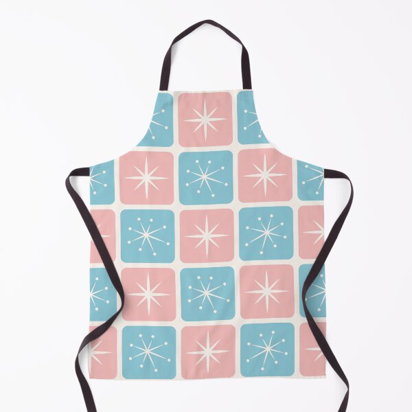 Item preview, Mid Century Atomic Stars Checks Vintage Blue Soft Pink designed and sold by Pinkdeer Designs.