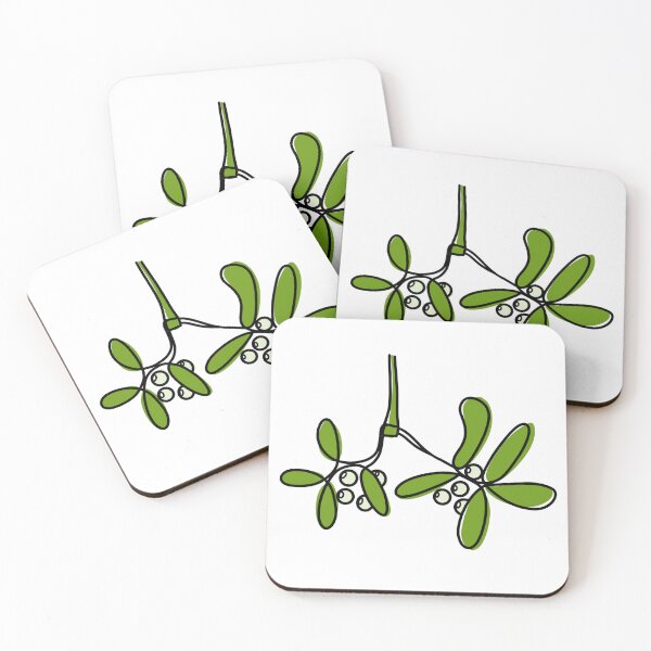 Item preview, Minimal Botanical Miseltoe Line Drawing Art, Christmas kisses designed and sold by OhNoNotAgain42.