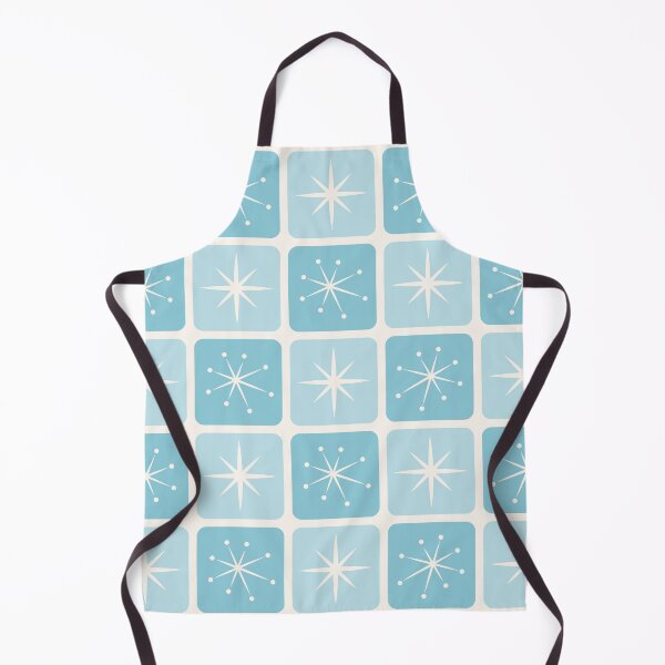 Item preview, Mid Century Atomic Stars Checks Vintage Blue designed and sold by Pinkdeer Designs.