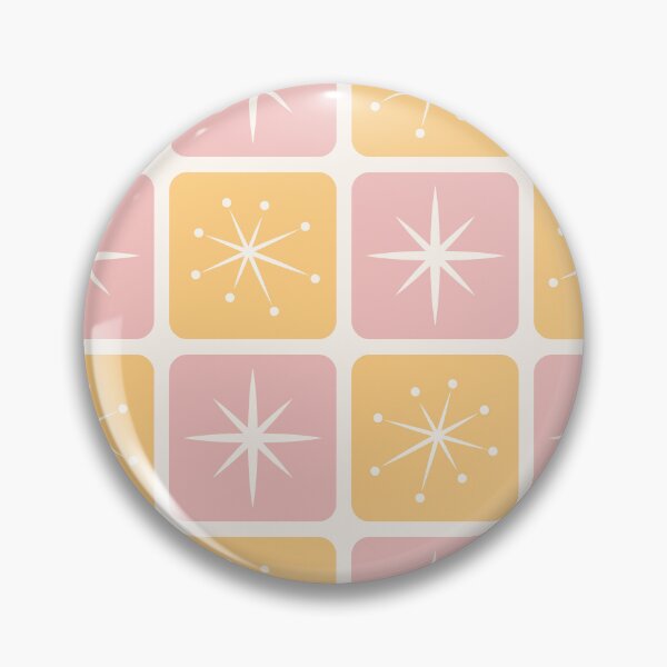 Item preview, Mid Century Atomic Stars Checks Soft Orange Blush Pink designed and sold by Pinkdeer Designs.