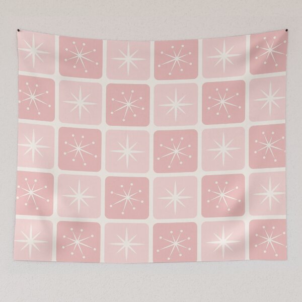 Item preview, Mid Century Atomic Stars Checks Blush Pink designed and sold by Pinkdeer Designs.