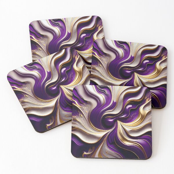 Item preview, Masquerade Fluid Art in Purple Silver Gold designed and sold by Vicky Brago-Mitchell®.