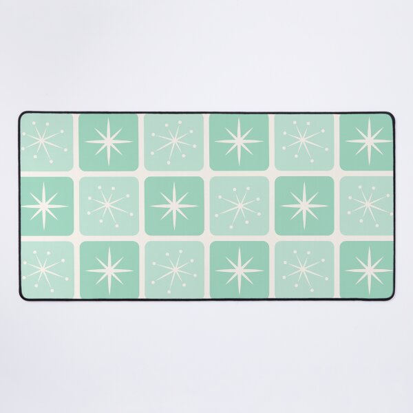 Item preview, Mid Century Atomic Stars Checks Soft Mint Green designed and sold by Pinkdeer Designs.