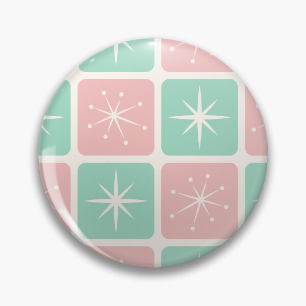Item preview, Mid Century Atomic Stars Checks Soft Pink Mint Green designed and sold by Pinkdeer Designs.
