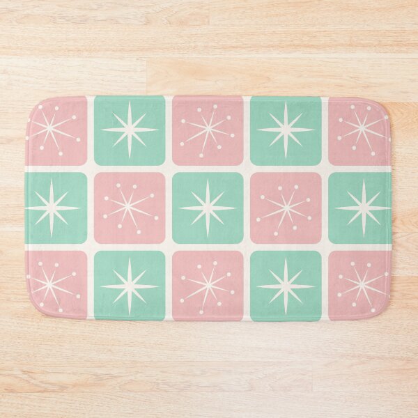 Item preview, Mid Century Atomic Stars Checks Soft Pink Mint Green designed and sold by Pinkdeer Designs.