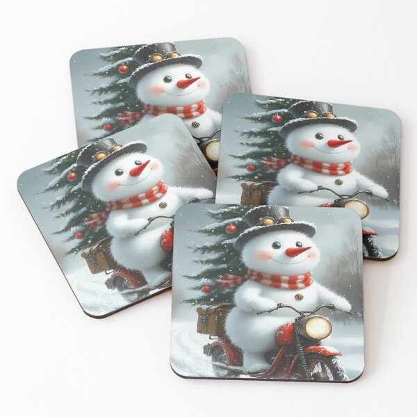 Item preview, Cute Snowman Riding a Scooter – Christmas Holiday Adventure designed and sold by AmetistLight.