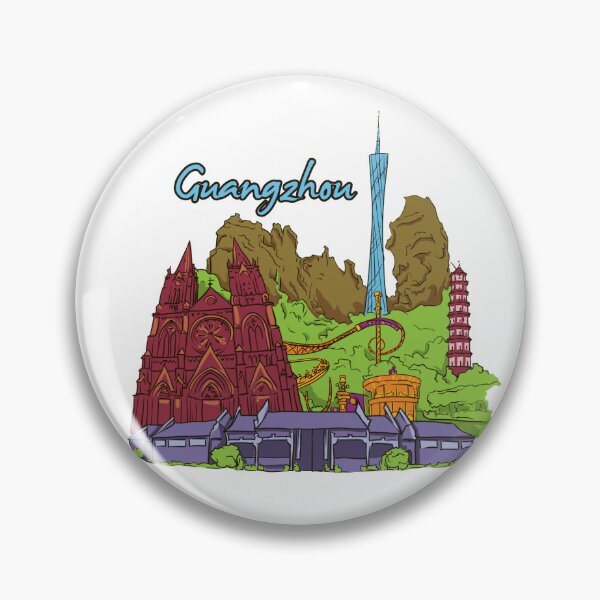 Item preview, Guangzhou Skyline Illustration – China Guangdong Cityscape Art, Canton Tower Landmark Drawing, Asian Urban Travel Design designed and sold by GrumpySableye.