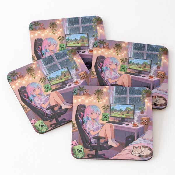 Item preview, Lofi Anime Gamer Girl Cozy Gaming Cube Game Vibe Art designed and sold by Pandora´s Box.