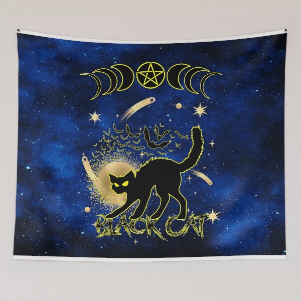 Item preview, Enchanted Black Cat – Mystical Sun, Moon, and Pentagram Design designed and sold by MysticOzzy.