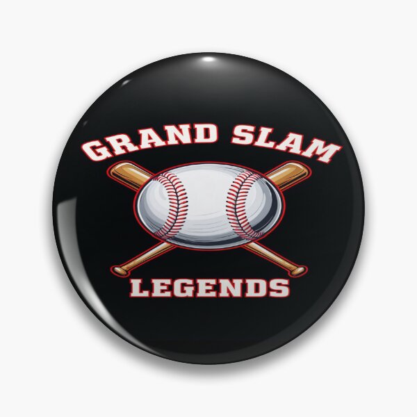 Item preview, Grand Slam Legends Baseball Design – Bold Red Typography with Bats and Ball on Black Background designed and sold by Bright Nest Studio.